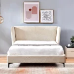 מיטה זוגית ללא ארגז מצעים עם רגליים גבוהות צבע שמנת - מאיה