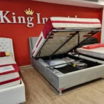 מיטה זוגית עם ארגז מצעים גדול רגליים גבוהות צבע אפור בהיר - זוהר