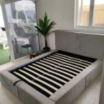 מיטה זוגית עם ארגז מצעים צבע אפור בהיר רגליים גבוהות או רגליים נמוכות - שיק