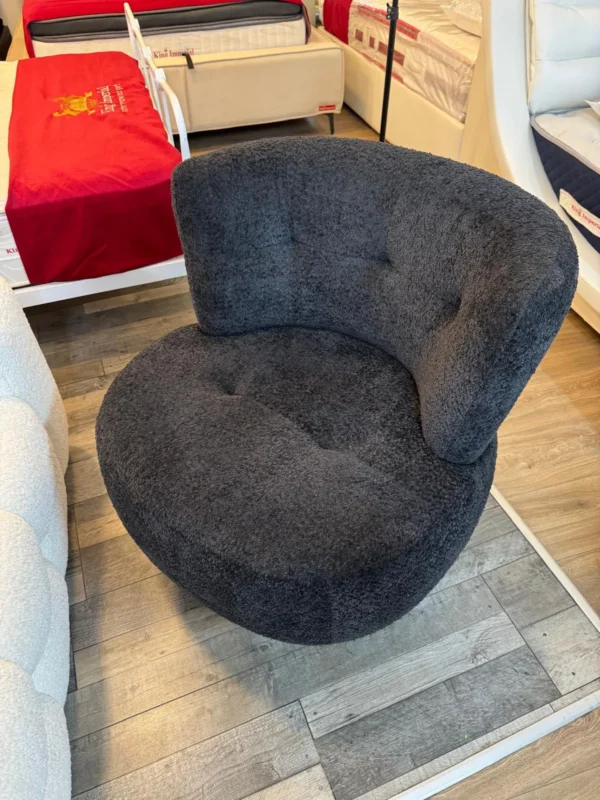 כורסא מסתובבת מעוצבת בד בוקלה צבע שחור