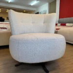 כורסא מסתובבת מעוצבת בד בוקלה אפור בהיר - אימפריאל