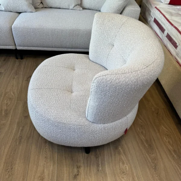 כורסא מסתובבת מעוצבת בד בוקלה אפור בהיר - אימפריאל