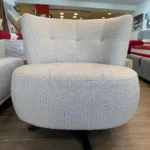 כורסא מסתובבת מעוצבת בד בוקלה אפור בהיר - אימפריאל