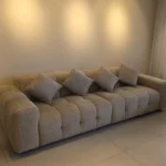 ספה מעוצבת צבע קפה בד בוקלה 2 חלקים - פרסטיגו