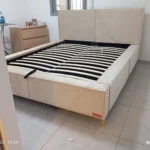 מיטה זוגית עם ארגז מצעים צבע שמנת רגליים גבוהות או רגליים נמוכות - שיק