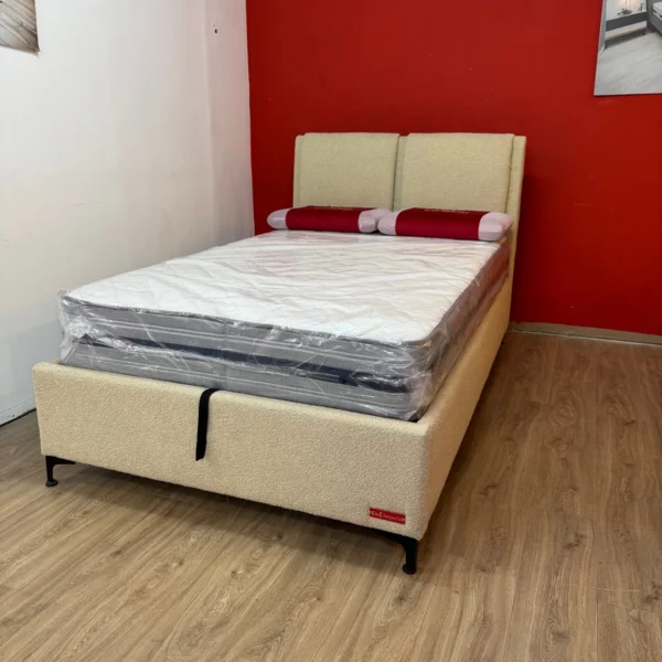 ⁦מיטה וחצי דגם זוהר מבד בוקלה+ארגז - קפה⁩ – תמונה ⁦4⁩