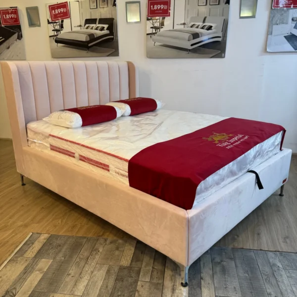 מיטה זוגית Dubai ורוד עם ארגז מצעים