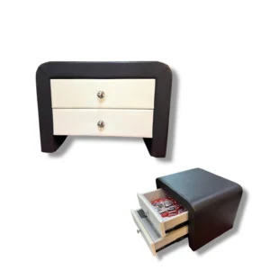 זוג שידות צד דמוי עור שחור+לבן