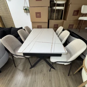 שולחן פינת אוכל קרמית - נפתחת צבע לבן