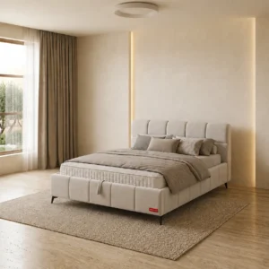 מיטה זוגית מקטיפה עם ארגז מצעים – מרשמלו 140×190 / 160×200 סהרה