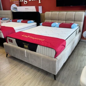 מיטה זוגית מקטיפה עם ארגז מצעים – מרשמלו 140×190 / 160×200 סהרה
